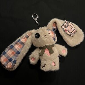 Plaid Love Rabbit keychain plush